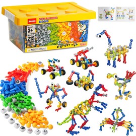 Afomida 215 PCS Creative Building Blocks Playset Toy - Featuring Storage, Includes Dinosaur, Robot, Car, Spider, Dog Figure, Learning Toy for Kids, Birthdays Gift for Kids, Boys and Girls Ages 4-7, 8+