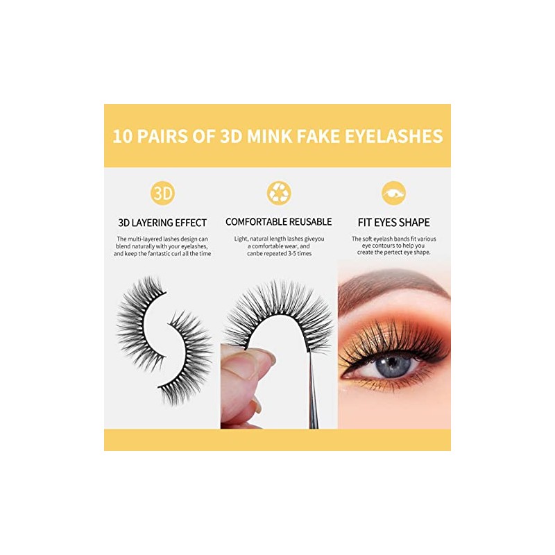 TARSHYRY 10 Pares de Extensiones de Pestañas Autoadhesivas, Pestañas Postizas