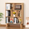 LEYAOYAO Wooden 7 Cube Book Shelf, Natural 3 Tier Bookshelf