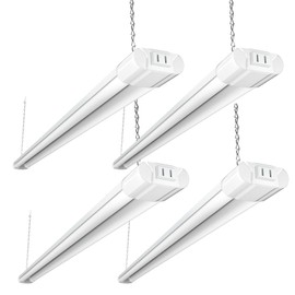 BBOUNDER 4 Pack Linkable LED Shop Light with Reflector, Super Bright 6500K Cool Daylight, 4400 LM, 4 FT, 48 Inch Integrated Fixture for Garage, 40W Equivalent 250W, Surface & Suspension Mount, White