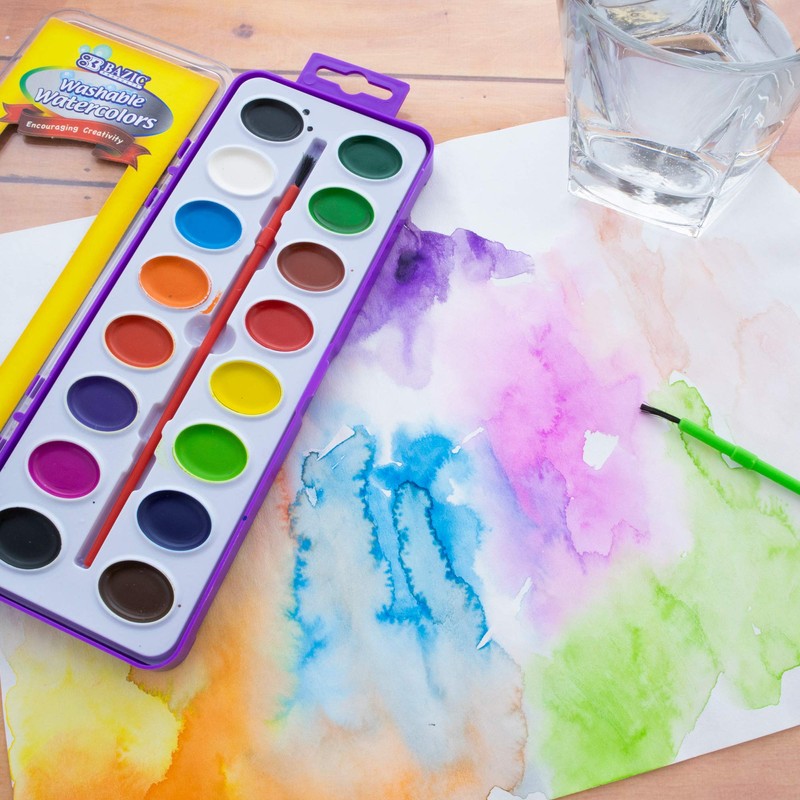 BAZIC 16 Ct. Semi Moist Watercolor w/ Brush