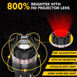 AINOSEIN 7443 7440 Red LED Brake Light Bulb 360° Lighting with HD Projector for Stop Parking Tail Lights, Super Bright T20 W21W 7441 7444 Replacement for Motorcycles Cars Trucks, Pack of 2