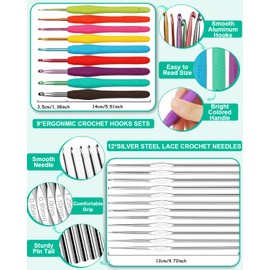 75 Pcs Crochet Kit for Beginners, Crochet Yarn, Knitting Kit with 12 Yarn Balls Crochet Hooks Stitch Marker Storage Bag Knitting Accessories, Crochet Kits for Starter Adults Kids