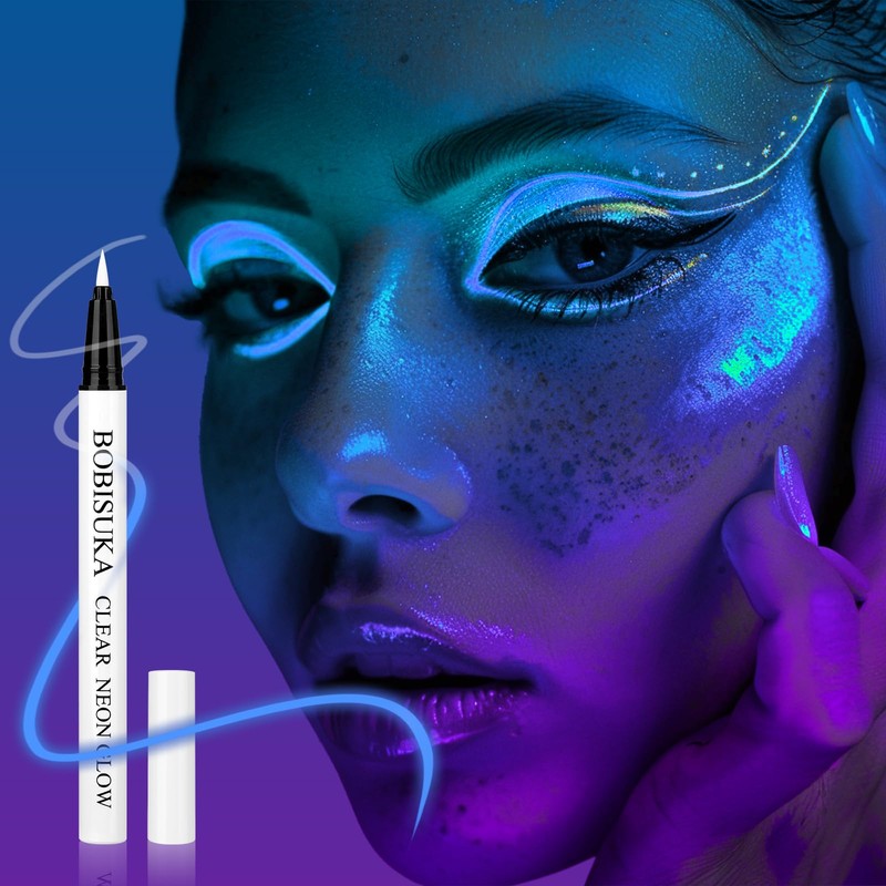 BOBISUKA Clear UV Neon Glow Eyeliner Pen, Invisible Ink White