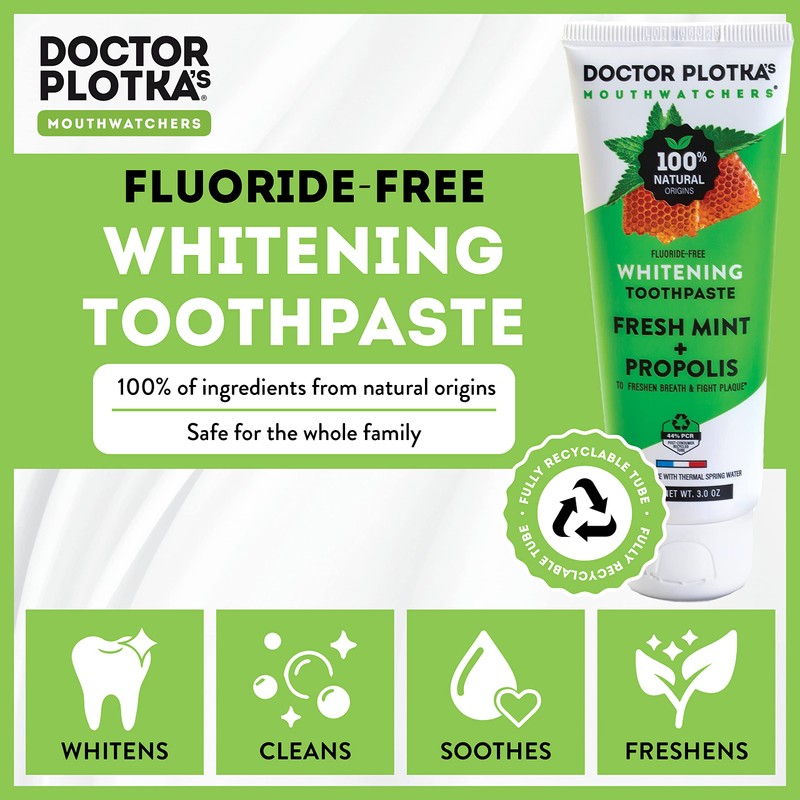 MOUTHWATCHERS Whitening Fluoride Free Naturally Sourced Toothpaste, 2 Tubes, 3