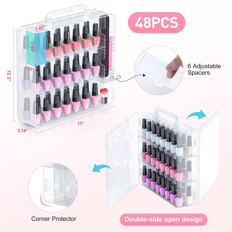 Beloving Nail Polish Organizer, 48 Bottles Transparent Nail Polish Holder