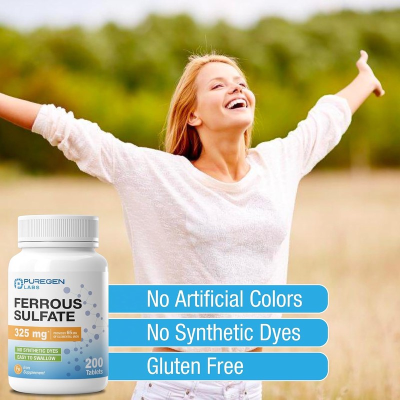 Puregen Labs Ferrous Sulfate 325 mg (65 mg Elemental Iron)