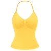 YEOREO SoftHue Impact Longline Strappy Top Women's Halter Workout Tank Tops Backless Gym Longline with Adjustable Strap Yellow