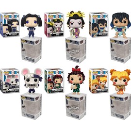 Funko Pop Demon Slayer + Protector: Pop! Animation Vinyl Figure (Gift Set Bundled with ToyBop Brand Box Protector Collector Case) (Set of 6)
