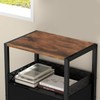 End Table with Fabric Drawer, Small Wooden Side Table, 4-Tier