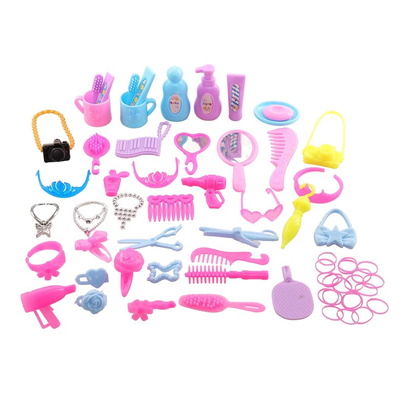 BARWA 43 PCS Doll Accessories Travel Toiletries Clip Bag Crown
