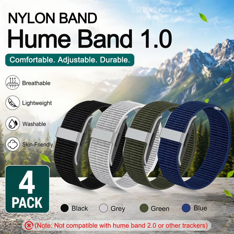 4 Pack Nylon for Hume Band Replacement Strap 1.0, Breathable