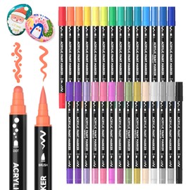 Shuttle Art Shuttle Art 28 Colors Dual Tip Acrylic Paint Markers, Brush Tip and Dot Tip Acrylic Paint Pens for Rock Painting, Ceramic, Wood, Canvas, Plastic, Glass, Stone, Calligraphy, Card Making, DIY Crafts