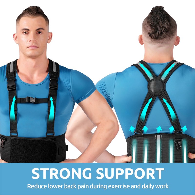 Lower Back Brace with Suspenders,Back Support Belt for Men &