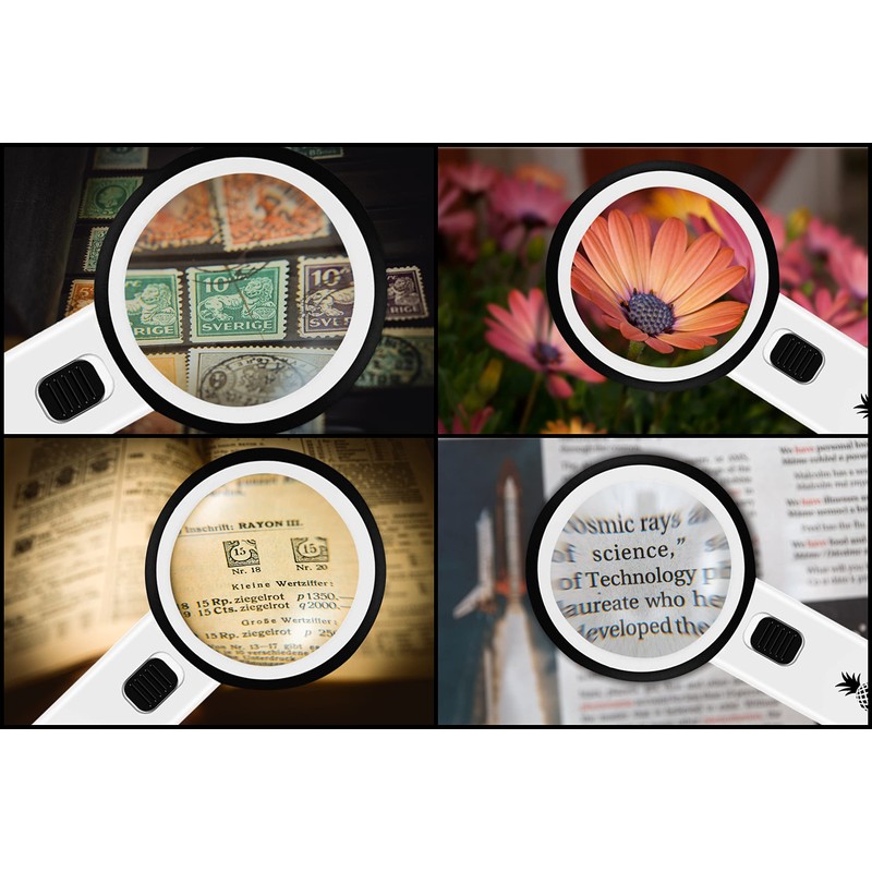 Magnifying Glass with Light, 30X Handheld Large Magnifying Glass for