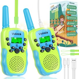 Vvinca Walkie Talkies for Kids Rechargeable Toys for Ages 5-7, Long Range 22 Channels 2 Way Kids Walkie Talkie with Flashlight for Camping Hiking Indoor Outdoor 3 4 5 6-12 Boy Girl Christmas Birthday