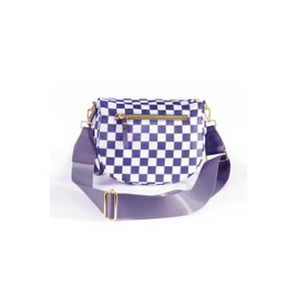 Spacious Checkered Nylon Crossbody Bag Bum Bag Checkered Handbags Wallets for Women (Cloudy purple Checkered)