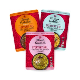 Maya Kaimal Foods - Organic Indian Everyday Dal - Variety Pack 10oz - Red Lentil, Black Lentil, Green Split Pea - Fully Cooked - Vegan - Microwavable - Ready to Eat Meals - Pack of 3