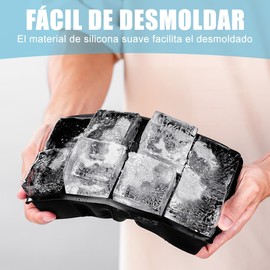 2 Moldes y Bandejas de Silicona para Hielo,8 Cavidade Moldes para Paletas Heladas con Tapa,Molde de Hielo Cuadrado,Sin BPA,Reutilizables,Adecuado para Hacer Cubitos Hielo y Bebidas Frías