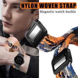 Nylon Bracelet for Garmin Forerunner 255|265|965 Magnetic 22 mm Wristbands Replacement Strap Solo Loop Elastic Adjustable Bracelet with Garmin Forerunner 255|265|965 Sports Armband (34.22 mm)