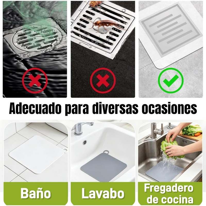 Hopeway 4 PCS Tapón de Silicona para Desagüe de Suelo,Gris
