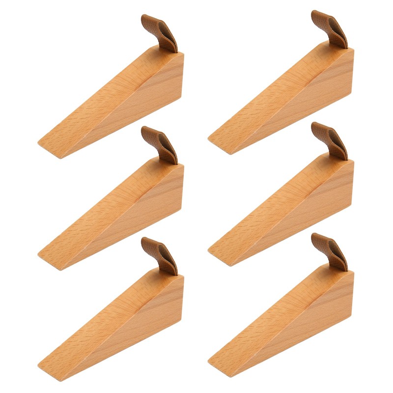 6pcs Door Stopper Wedge Polished Glossy Compact Wooden Firefighter Door