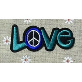 PEACE SIGN LOVE daisy Word Embroidered Iron On / Sew On Patches + 1908