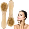 UNIVERSOENLNE.COM 2 Cepillos Faciales Exfoliantes Con Mango De Madera Hechos