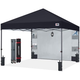 ABCCANOPY Pop Up Canopy with Sidewall,10x10 Outdoor Canopy Tent with Storage Sidewall for Commercial Events with 4 Weights (Black)
