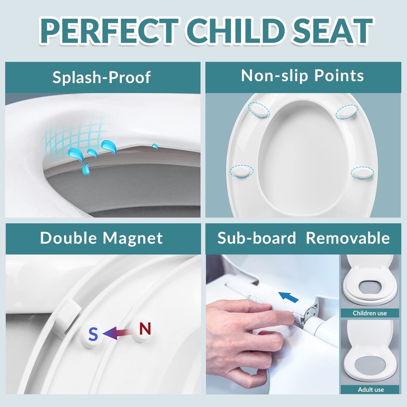 Round Toilet Seat with Built-In Toddler Training Seat