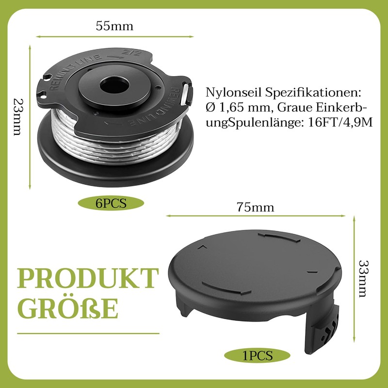 Forhandy Grass trimmer spool, 6 pieces diameter 1.65 mm /
