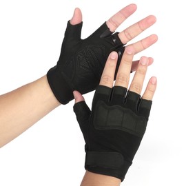 Zercart Mens Fingerless Cycling Gloves, Breathable Padded Half Gloves Motorcycle Gloves Camping Climbing Hiking Bike Cycling Gloves Outdoor Sports