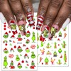12Sheets Christmas Nail Art Stickers Green Fun Cartoon Santa Claus