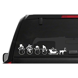 Snowmen Family Stick Figure Merry Christmas Sticker Funny Cute Bumper Window car Vinyl Saying Lettering MacBook Sticker Stencil Decal Art Die-Cut (no Background Color)