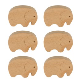 MOROBOR Elephant Shaped Wooden Knobs, 6pcs Single Hole Beech Wood Handles Drawers Cupboard Cabinet Pulls with Screws& Expansion Tube