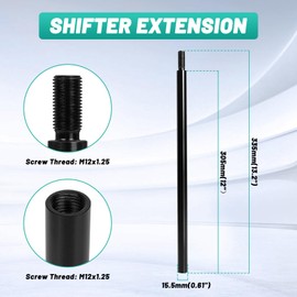 Tongze 12 Inch Shifter Extension, M12x1.25 Gear Shift Knob Extender Lever Compatible for Subaru WRX Ford Toyota Scion, Universal Fits for 5 & 6 Speed Manual Car Truck(Silver)