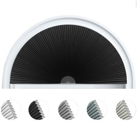 Arch Window Shade Blackout Cellular Shades Half Circle Moon Window Covering No Drill Honeycomb Cordless Blinds for Indoor Window Room Darkening Easy Install Light Blocking Blinds (1, Black, 36x18inch)