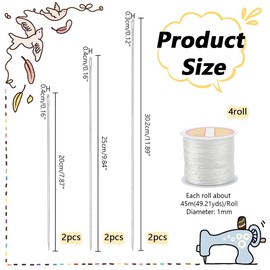 NBEADS 10 Pcs Lei Needle Kit, Including 6Pcs 3 Sizes Large Eye Lei Sewing Needle 4 Rolls Round Lei Needle Cord for DIY Graduation Hawaiian Flower Lei Making Malay Flowers Wreath Accessory