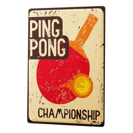 Tin Sign with Retro Table Tennis