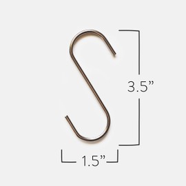 Minimalistic shower curtain hooks, stainless steel, brass, black meatal, S Hook, Curtain Rings, Jean Hook, purse, bag, closest hanger - 12pk (Steel, S-Hook)