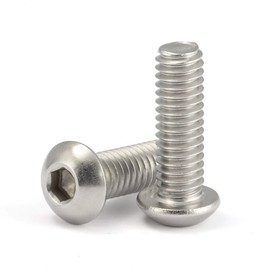 MewuDecor 10-32 x 3/8" Button Head Socket Cap Bolts Screws, Stainless Steel 18-8 (304), Bright Finish, Full Thread, Allen Hex Drive, 50 PCS