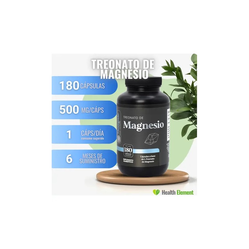 Treonato Magnesio Magnesium Threonate Vitaminas Mujer Hombre 180 Cápsulas Meses