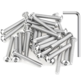 20 Pieces 1/4-20 x 1-1/2" Button Head Socket Cap Screws Bolts, HELIFOUNER 304 Stainless Steel (18-8) Screws, Bright Finish, Fully Threaded