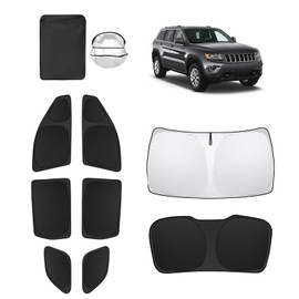 SHINELINERS 8pcs Car Window Shades for Jeep Grand Cherokee 2011-2021(NOT for Cherokee L&Cherokee) Accessories,Windshield Side Rear Full Sunshade,Sun UV Blocking, Privacy and Blackout for Camping