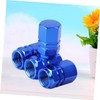 Alipis 4 Pcs Blue Aluminum Alloy Tire Valve Stem Caps