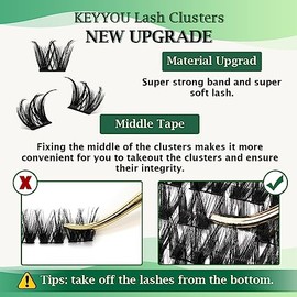 KEYYOU Lash Clusters,96 Pcs Cluster Lashes D Curl 10-18MIX DIY Lash Extensions Eyelash Clusters,KEYYOU Volume Wispy Individual Lashes Soft&Comfortable Easy DIY at Home(Y31,D-10-18MIX)
