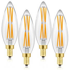 E12 LED Bulb 8W,100 watt Equivalent, Dimmable Candelabra Led Light Bulbs,Chandelier Light Bulbs 2700K Warm White,850lm Edison Bulb 4.85In,4-Pack.