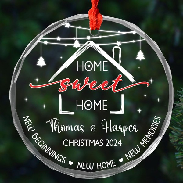 New Home Glass Ornament Gift for Him Her Housewarming, Personalized