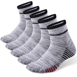 FEIDEER Men's Casual Crew Socks, Wicking Cushion Athletic Socks for Men, 5-Pack, Mid-Weight, All-Season (TJ-1-5MS181DGY-XL)