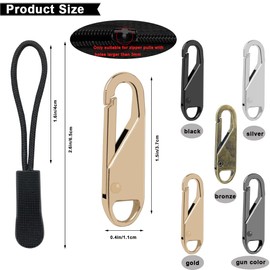30Pcs Zipper Pull Replacement, Metal Zipper Gripper Mend Fixer Zipper Tab Pullers Zipper Tags Cord Pulls for Luggage Jackets Backpacks Coat Decorate(20Pcs Zipper Pull + 10Pcs Zipper Extension Pull)